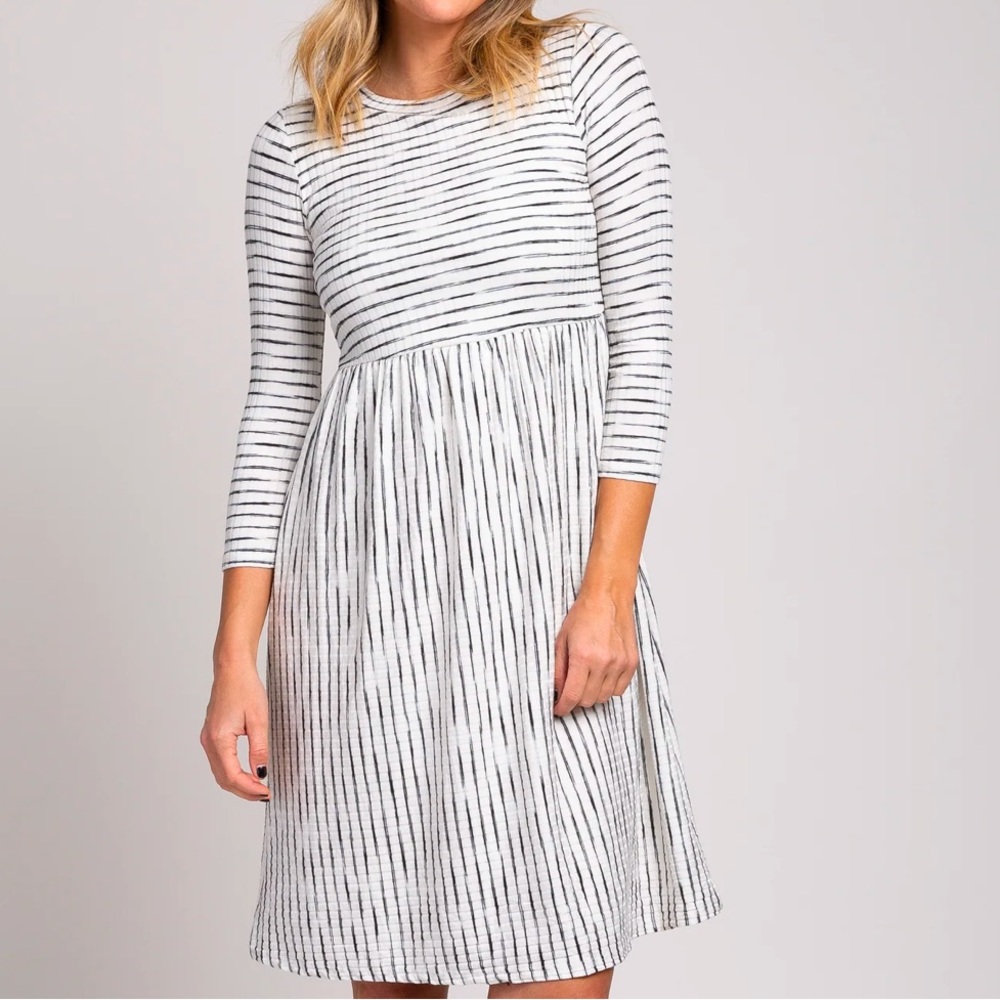 NWT🌻Pink Blush Ivory Ribbed Midi Dress Sz. M🌻